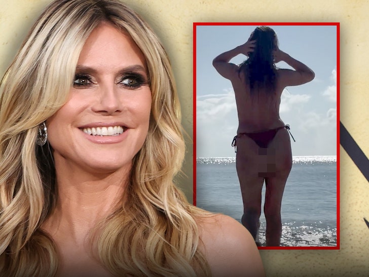 Heidi Klum Goes Topless at Beach, on Video