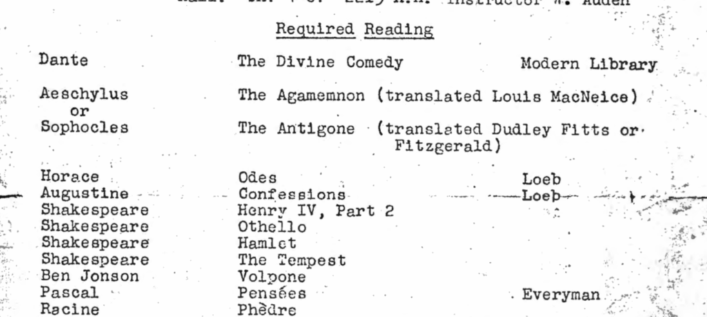 W.H. Auden’s 1941 Syllabus Asked Students to Read 32 Great Literary Works, Totaling 6,000 Pages