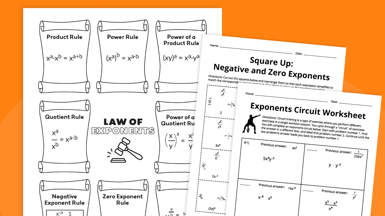 Free Printable Exponents Worksheet Bundle