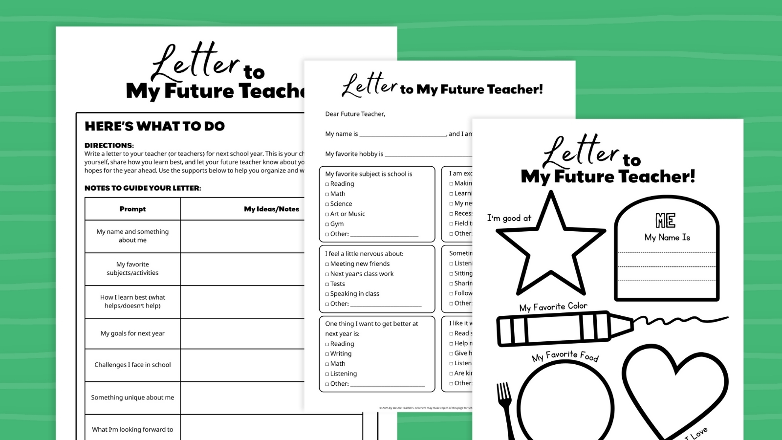 “Letter to My Future Teacher” Free Template Bundle