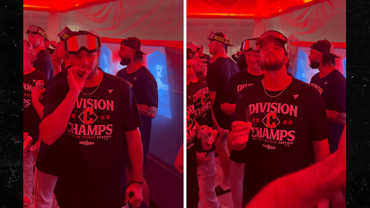 Cleveland Guardians Smoke Cigarettes In Locker Room To Celebrate Division Title